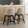 Beautyolove 26 in. Beige Fabric Upholstered Counter Height Bar Stool Swivel Counter Stool with Solid Wood Frame (Set of 2) - 3 of 4
