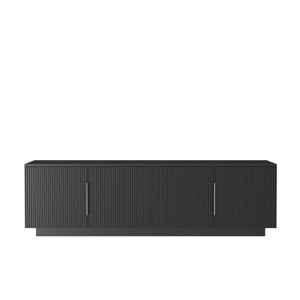 GlasFlength TV Stands and Consoles Modern TV Stand TV Cabinet Entertainment Center 55 65 Inch TV for Living Room, Black, 73.62"*22.44"*6.5" - 1 of 4
