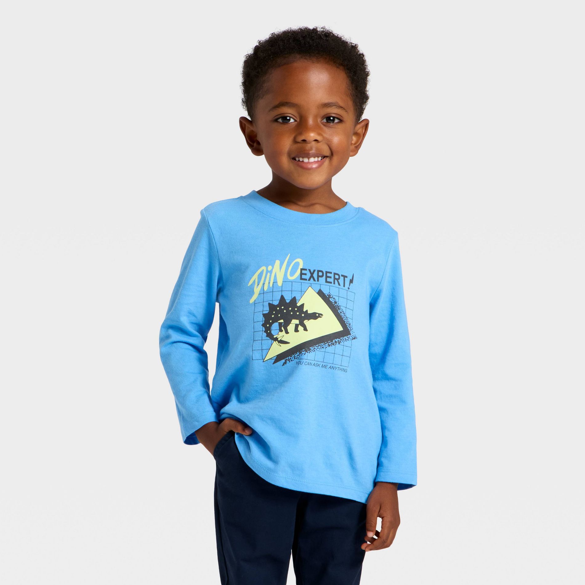 Toddler Boys' Long Sleeve Dino Expert Graphic T-Shirt - Cat & Jack™ Sky Blue 2T