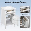 20-Inch White Bathroom Vanity with Sink, Solid Wood Legs, Adjustable Shelf, Modern Freestanding Cabinet - 4 of 4