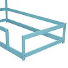 DOMETOUR Twin Size Wood bed with House-shaped Headboard Floor bed with Fences,Light Blue - 2 of 4