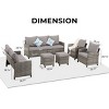 6 Piece Patio Conversation Set with Gray Wicker Sofa Chairs and Ottomans, Outdoor Sectional Furniture for Garden Balcony-Maison Boucle - 4 of 4