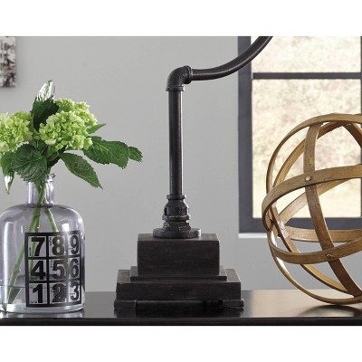 Edison Black Metal Desk Lamp with Glass Shade