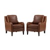 Set of 2 Regina 27.56" Wide Genuine Leather Armchair with Removable Cushions and English Arms  | ARTFUL LIVING DESIGN - 2 of 4
