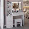 VYNXARIA 41" Large Size Left Bedside Cabinet Vanity Table&Cushioned Stool,Multi Layer High Capacity Storage, Suitable For Large Space,White - 3 of 4