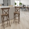 Merrick Lane 30 Inch Bistro Style Bar Height Wooden Cross Back Dining Stool in Dark Antique - 2 of 4