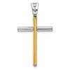 Black Bow Jewelry 14k Two Tone Gold, Polished Cross Pendant, 21 x 38mm - 3 of 4