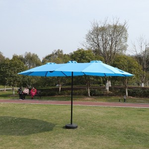 Sevobal Patio Umbrellas Large Double-Sided Rectangular Outdoor Twin Patio Market Umbrella With Light And Base, Blue, 180"*180"*80.4" - 1 of 4