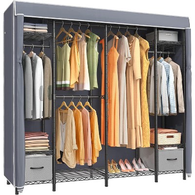 At Home 60 Wardrobe Closet Pop Up Storage Clothes hanging Rack outside  pockets