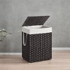 Laundry Hamper Sorter with Lid, 23.8 Gal (90 L) Synthetic Rattan Clothes Laundry Basket Storage with Lid and Handles, Foldable, Removable Liner Laundry Sorter - image 2 of 4