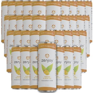Zenjoy Mango Black Tea Relaxation Drink - Calming Drink with Ashwagandha, Lemon Balm & L-Theanine for Enhanced Focus - 12oz Cans - 1 of 4