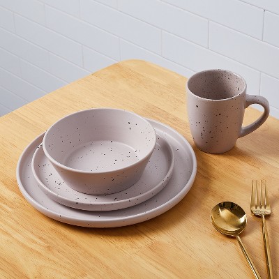 Taupe and White Ceramic 16-Piece Dinnerware Set