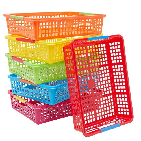 12 Pack Small Colorful Plastic Classroom Storage Baskets (6.1 x 4.8 In)