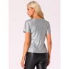 Allegra K Women's Party Metallic Short Sleeve Textured Shiny T-shirts - 4 of 4