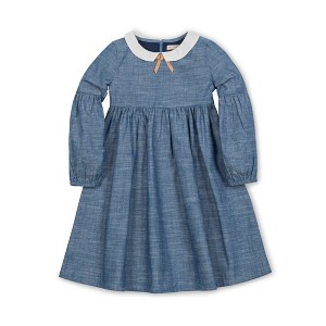 Girls' Organic Empire Waist Peter Pan Collar Chambray Dress, Kids - 1 of 3