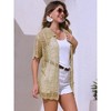 INSPIRE CHIC Women's Short Sleeve Hollow Out Button Down Swimsuit Cover Up - 3 of 4