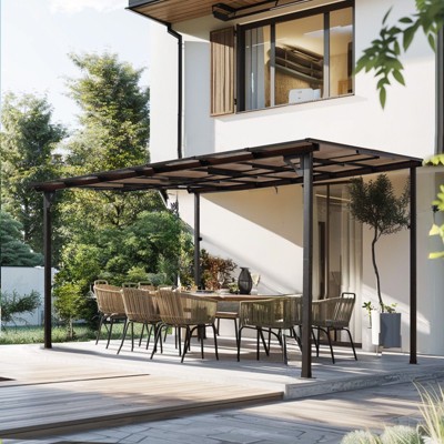 Sapphtopaz Patio Awnings Sunshade Shelter Wall-Mounted Outdoor Pergola Gazebo UV Resistant for Patio, Decks, Backyard
