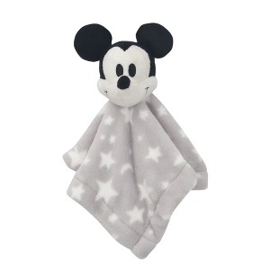 Lambs & Ivy Disney Baby Mickey Mouse Gray Stars Security Blanket/Lovey - 1 of 4