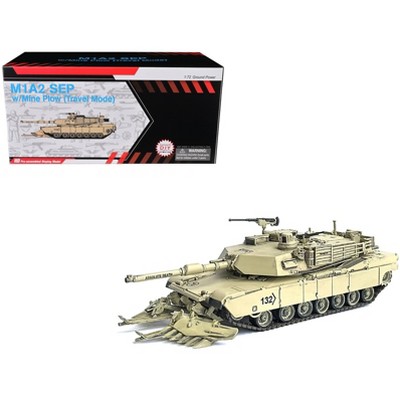 United States M1A2 SEP Abrams Tank with Mine Plow #132 "Absolute Death, US Army" Desert Sand 1/72 Plastic Model by Dragon Models