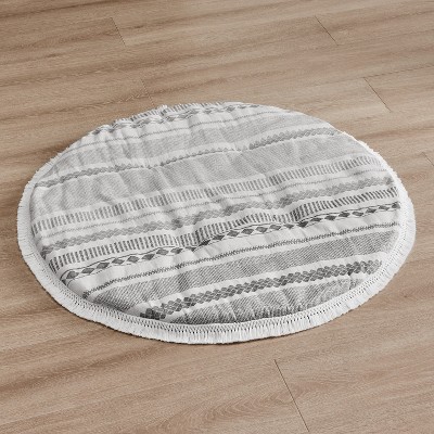 Image of Sweet Jojo Designs Boy, Girl, Unisex/Gender Neutral Baby Tummy Time Playmat Boho Geometric Jacquard Grey Off White and Ivory