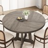 47" Round Pedestal Dining Table for 4 - Sturdy Wood w/ Sturdy Base, 4-Piece Tabletop for Kitchen/Dining/Living Room - 3 of 4