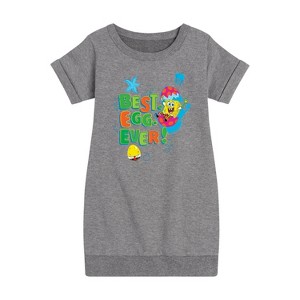 Girls' - SpongeBob SquarePants - Best Egg Ever Graphic Short Sleeve Fleece Dress - 1 of 4