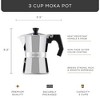 JoyJolt Italian Moka Pot 3 Cup Stovetop Espresso Maker Aluminum Coffee Percolator Coffee Pot - Silver - 3 of 4