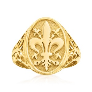 Ross-Simons Italian 14kt Yellow Gold Fleur-De-Lis Signet Ring - 1 of 4
