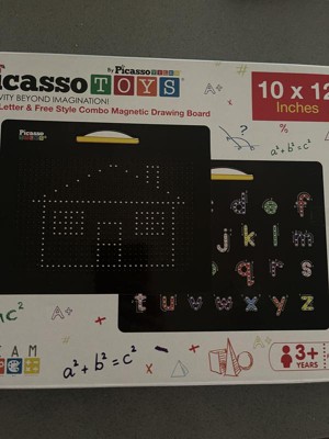 PicassoTiles Double Sided 12x10 Letters and Numbers Magnetic Drawing Board