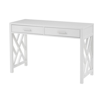 Lattice 2 Drawer Wooden Desk White - HomeFare