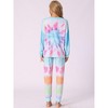 cheibear Women's Cotton Tie Dye Long Sleeve Round Neck Shirt with Drawstring Long Pants Pajama Set - image 4 of 4