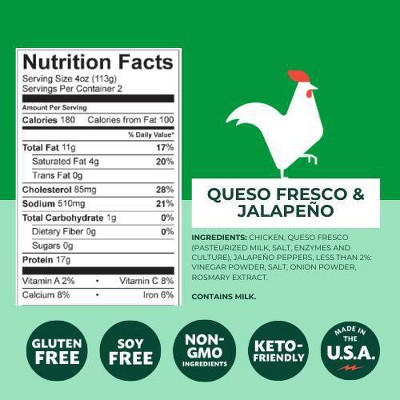Mighty Spark Food Co. Queso Fresco & Jalapeno Chicken Patties - 8oz/2ct