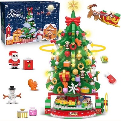 Hogokids 1145PCS Advent Calendar Rotating Christmas Tree 24 Days Countdown Building Set Gift for Adults Kids 8+