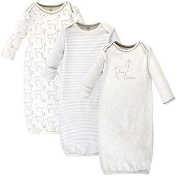 Touched by Nature Baby Organic Cotton Long-Sleeve Gowns 3pk, Llama, 0-6 Months