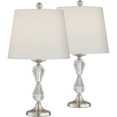 Vienna Full Spectrum Hales 23 1/2" High Small Traditional Accent Table Lamps Set of 2 Clear Brushed Nickel Finish Crystal Living Room Bedroom