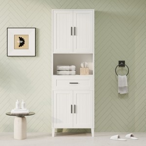 TiramisuBest 70.9" High Freestanding Tall Bathroom Cabinet with a Drawer, 2 Cabinets, 4 Soft-Close Doors,Open Storage, for Bathroom, Living Room - 1 of 4