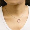 .925 Sterling Silver Alternating Created Red Ruby and Opal Circle Pendant Necklace - 3 of 4