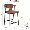 Bar Stools Set of 2, 26.5" Upholstered Counter Height Bar Stools for 2 with Armrest, Wider Thickened Cushion, Bar Chairs with Backrest - 2 of 4