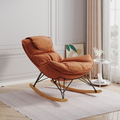 Kumasinova Luxury Velvet Accent Rocking Chair with Romovable&Washable Cushion,Leusire Accent Rocker for Nursery&Living Room,300lbs Max