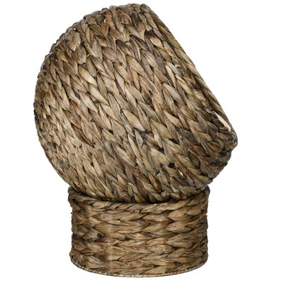 Natural Water Hyacinth Elevated Cat Bed with Cushion