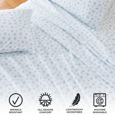 Twin Blue Starfish Coastal Microfiber Sheet Set