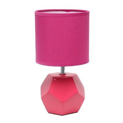 Round Prism Mini Table Lamp with Matching Fabric Shade Pink - Simple Designs