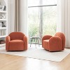 SEYNAR Modern Teddy Upholstered 360 Degree Swivel Armchair with Metal Base Set of 2 - 3 of 4