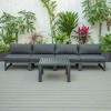 LeisureMod Chelsea 5-Piece Outdoor Patio Sectional Set with Coffee Table – Black Aluminum Frame, Cushions, Weather-Resistant - 3 of 4