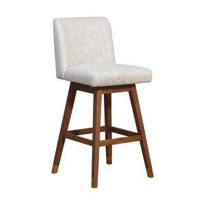 Armen Living Basila Wood Finish with Fabric Swivel Barstool - 1 of 4
