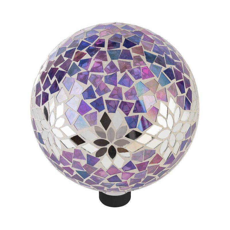 12&#34; Mosaic Mirrored Flower Glass Gazing Globe with Floral Pattern - Alpine Corporation, 5 of 12