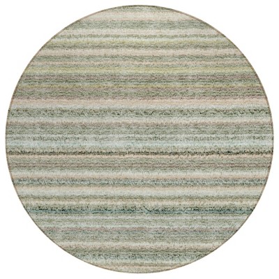Sage Mint Green And Beige Striped Washable Indoor Outdoor Area Rug