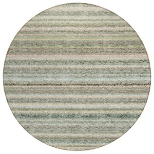 Sage Mint Green And Beige Striped Washable Indoor Outdoor Area Rug - 1 of 4