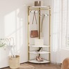 Coat Stand Corner Tree with Shoe Bench, 6 Hooks and Storage Shelf, Freestanding Coat Stand with 3 Shelves, Shoe Bench - 2 of 4
