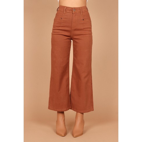 Petal and Pup Georgette High Waisted Straight Leg Pants - Brown XS